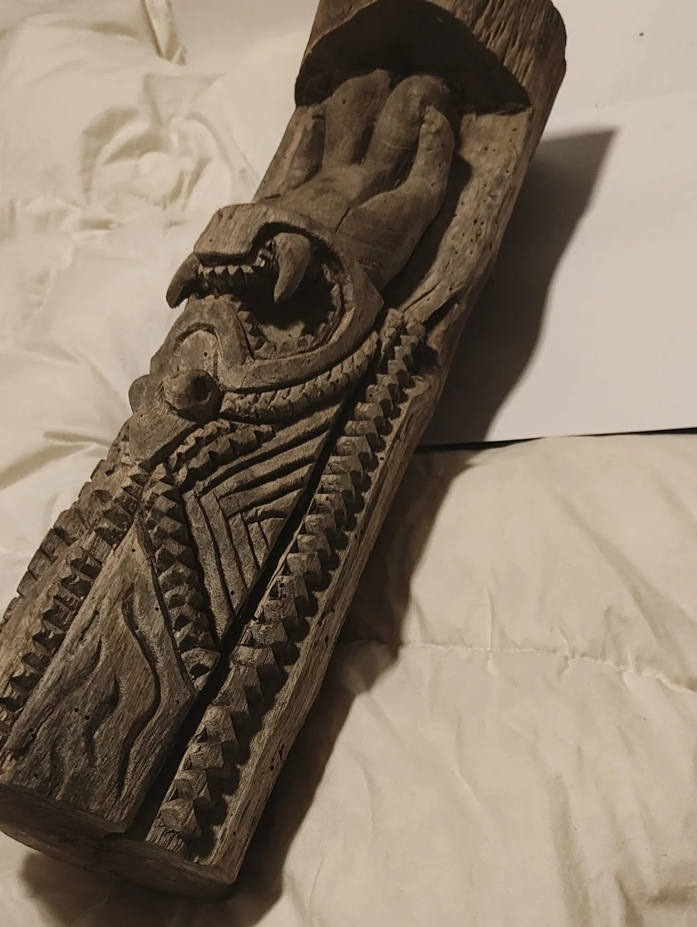 "tiki with two bottom fangs warrior"traditional Hawai God of War Ku by Kemo 1970 - Picture 8 of 12